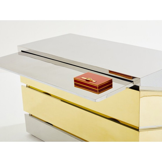 Image 1 of Vintage Mr Mme model chest of drawers in chrome and brass by Gabriella Crespi, 1972