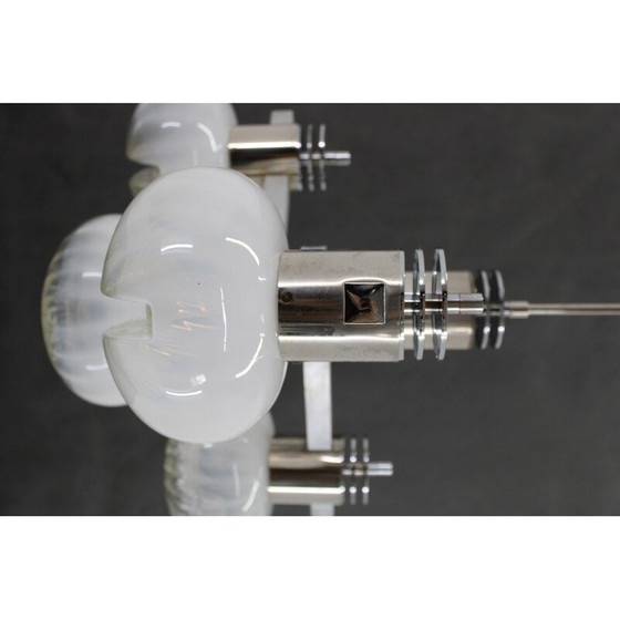 Image 1 of Vintage chrome plated chandelier with Murano glass, Italy 1970s