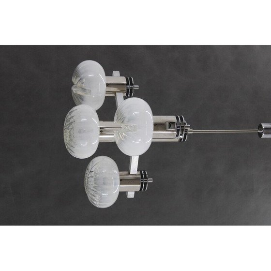 Image 1 of Vintage chrome plated chandelier with Murano glass, Italy 1970s