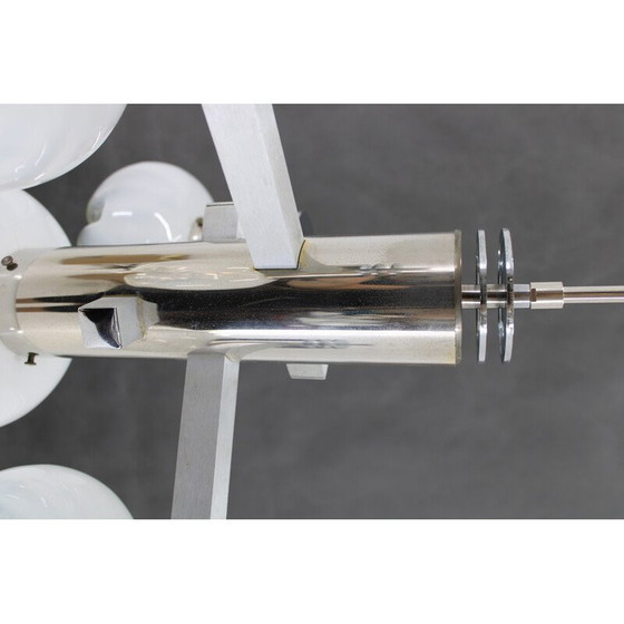 Image 1 of Vintage chrome plated chandelier with Murano glass, Italy 1970s