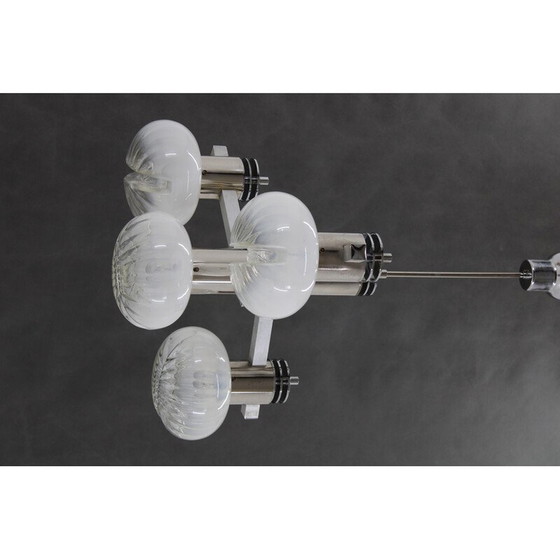 Image 1 of Vintage chrome plated chandelier with Murano glass, Italy 1970s