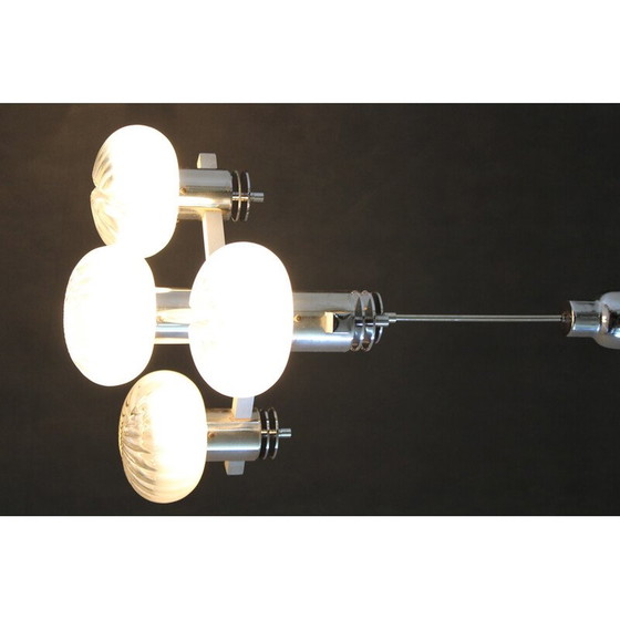 Image 1 of Vintage chrome plated chandelier with Murano glass, Italy 1970s
