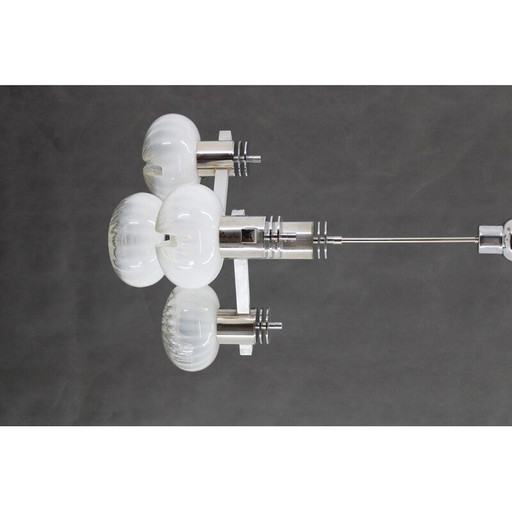 Vintage chrome plated chandelier with Murano glass, Italy 1970s
