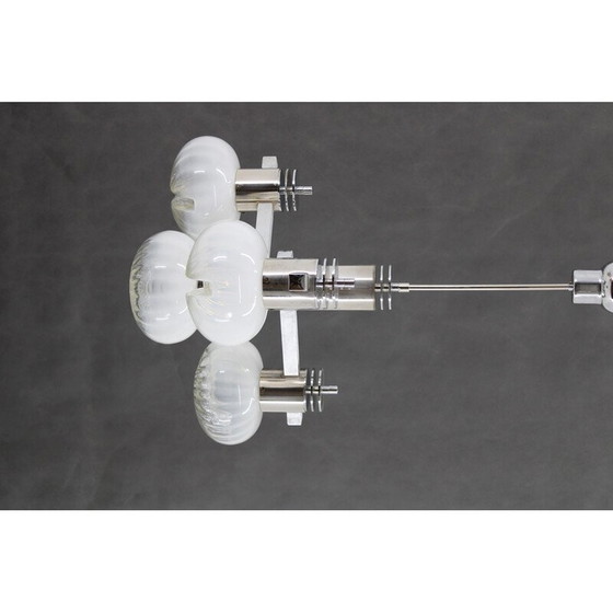 Image 1 of Vintage chrome plated chandelier with Murano glass, Italy 1970s