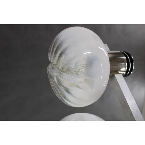 Image 1 of Vintage chrome plated chandelier with Murano glass, Italy 1970s