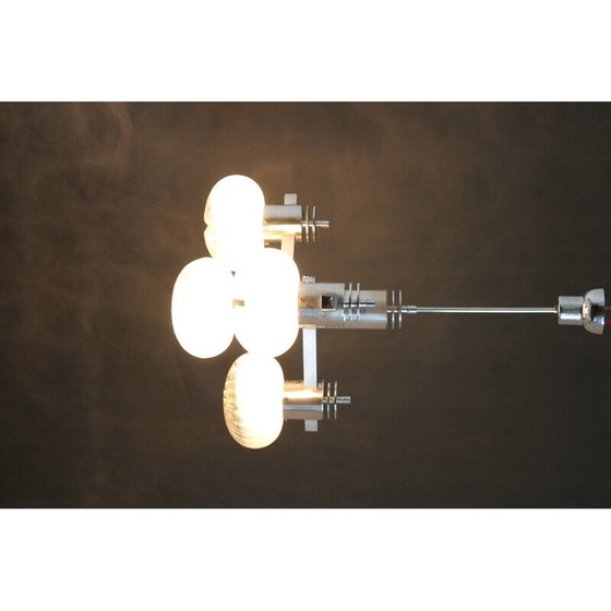 Image 1 of Vintage chrome plated chandelier with Murano glass, Italy 1970s