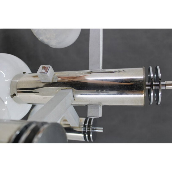 Image 1 of Vintage chrome plated chandelier with Murano glass, Italy 1970s