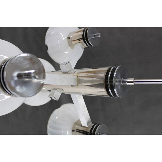 Image 1 of Vintage chrome plated chandelier with Murano glass, Italy 1970s