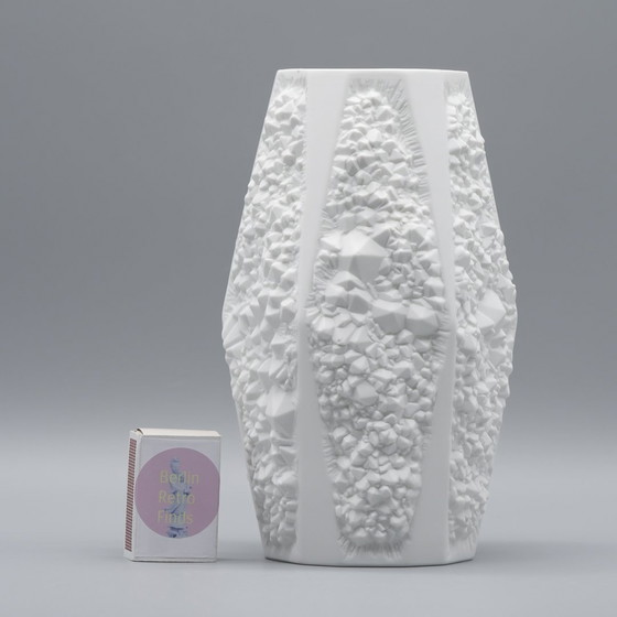 Image 1 of Manfred Frey Ak Kaiser Bisque Porcelain Vase Duo Fossil Ammonit Relief Opart Wgp
