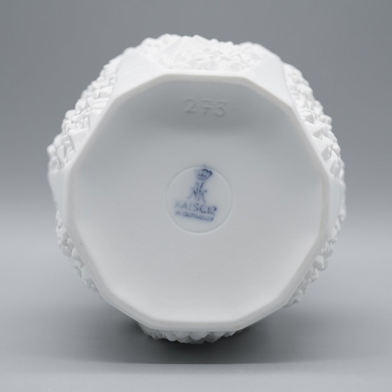 Image 1 of Manfred Frey Ak Kaiser Bisque Porcelain Vase Duo Fossil Ammonit Relief Opart Wgp