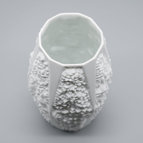 Image 1 of Manfred Frey Ak Kaiser Bisque Porcelain Vase Duo Fossil Ammonit Relief Opart Wgp