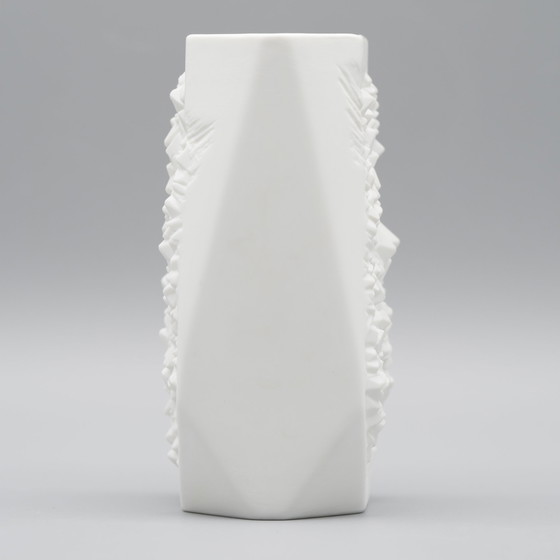 Image 1 of Manfred Frey Ak Kaiser Bisque Porcelain Vase Duo Fossil Ammonit Relief Opart Wgp