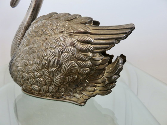 Image 1 of Silver-plated Swan Towel Holder, Made in Italy, 1984