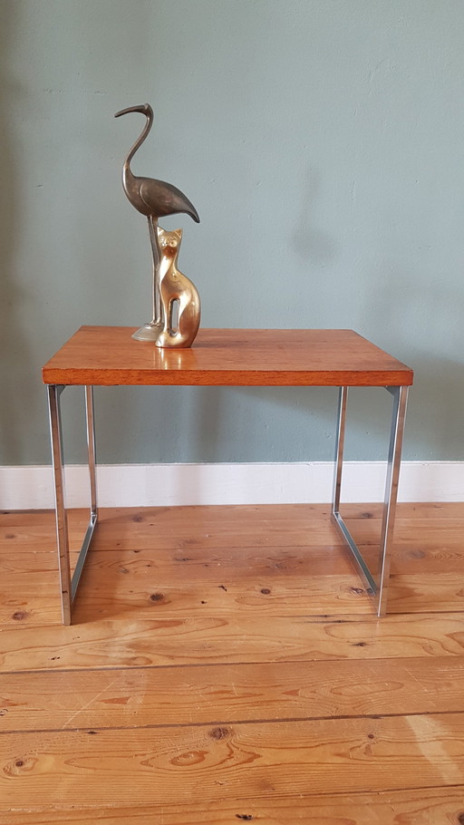 Nesting Table With Chrome And Wooden Top