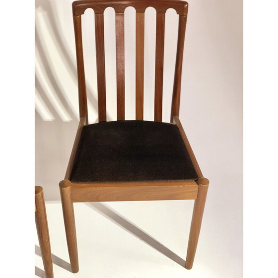 Image 1 of Set di 3 sedie vintage in velluto e rovere