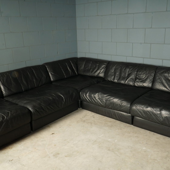 Image 1 of De Sede DS-76 - modular black leather sofa