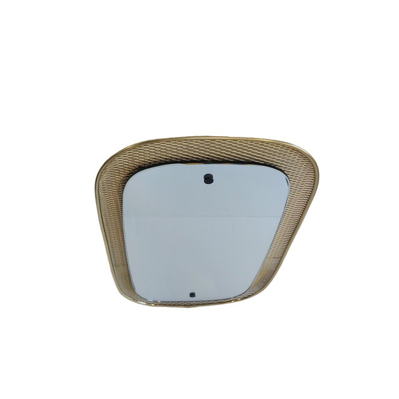 Image 1 of Mid - Century Wall Mirror With Brass Grille