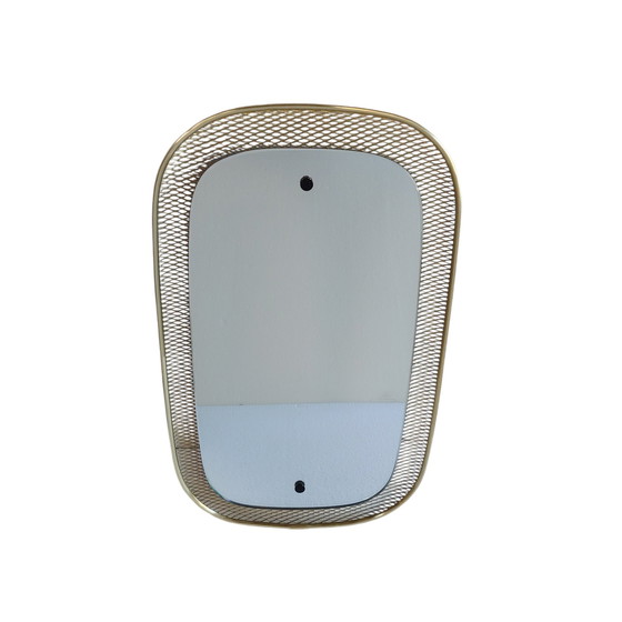 Image 1 of Mid - Century Wall Mirror With Brass Grille