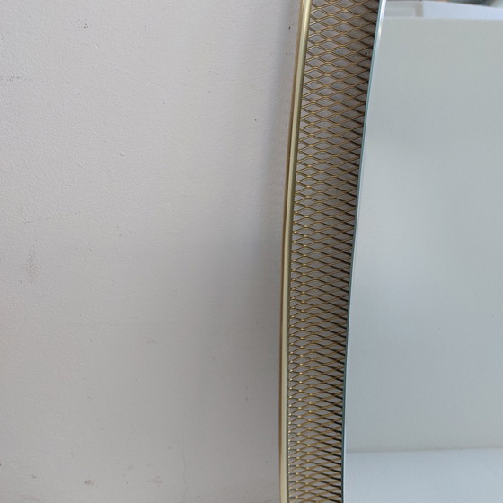 Image 1 of Mid - Century Wall Mirror With Brass Grille