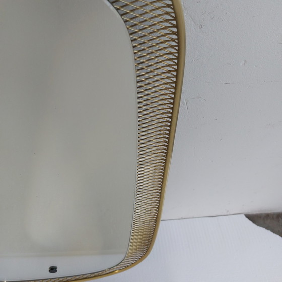 Image 1 of Mid - Century Wall Mirror With Brass Grille