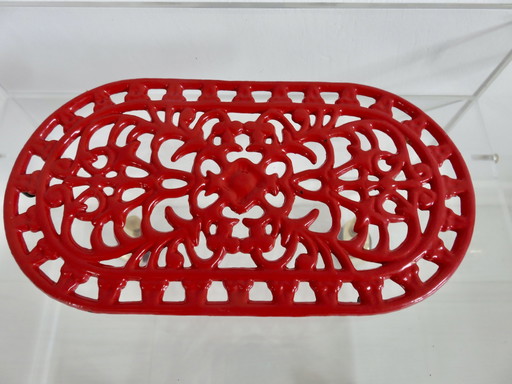 Red Cast Iron Oval Platter, France, 1950