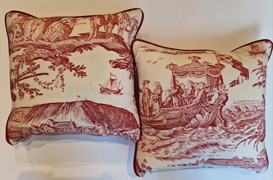 Image 1 of 2 Cushions Toile De Jouy