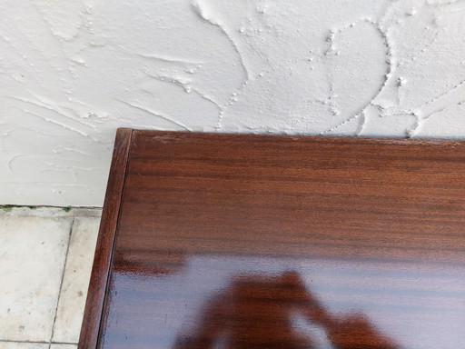 Mid - Century Brown Glossy Drawer Cabinet