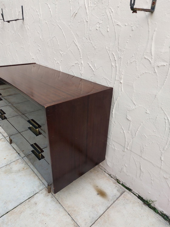 Image 1 of Mid - Century Brown Glossy Drawer Cabinet