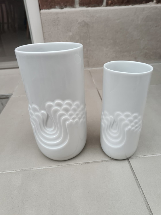 Image 1 of Two White Porcelain Vases Thomas Blütenfest Of Surf