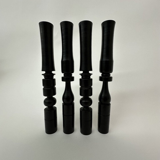 Image 1 of Set of 4 vintage ebony wood candlesticks, 1900