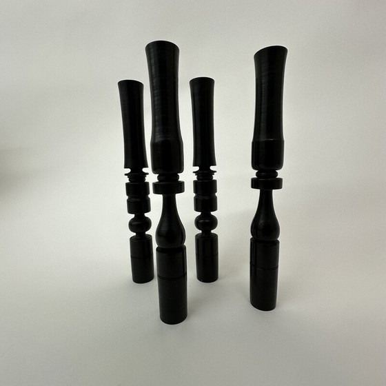 Image 1 of Set of 4 vintage ebony wood candlesticks, 1900