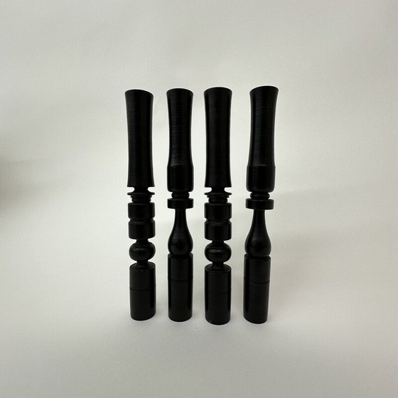 Image 1 of Set of 4 vintage ebony wood candlesticks, 1900