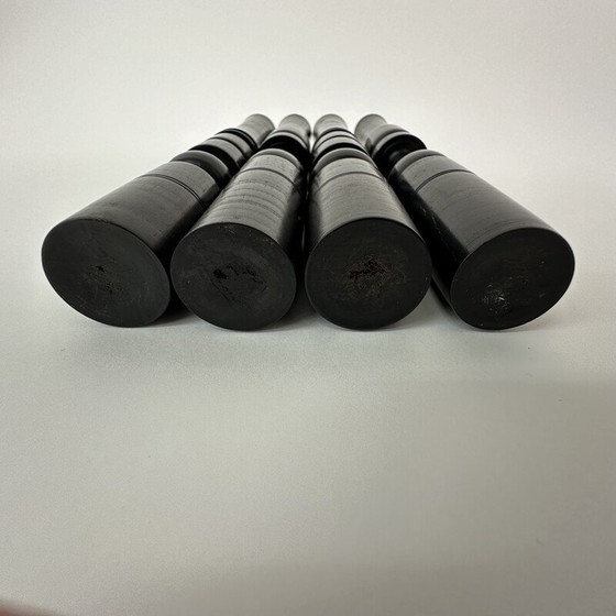 Image 1 of Set of 4 vintage ebony wood candlesticks, 1900
