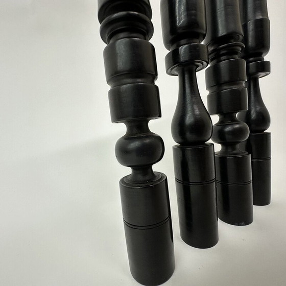 Image 1 of Set of 4 vintage ebony wood candlesticks, 1900