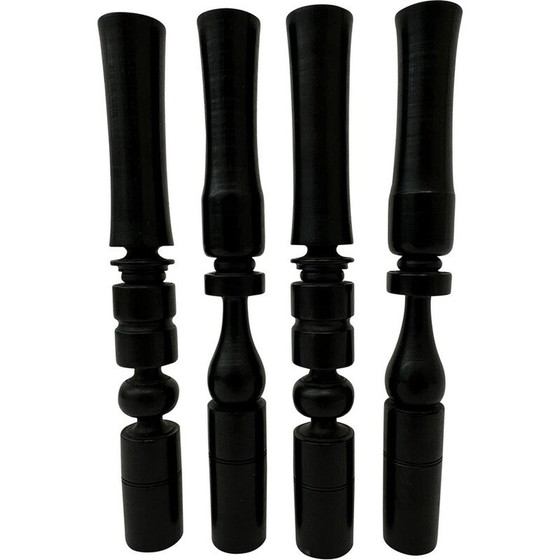 Image 1 of Set of 4 vintage ebony wood candlesticks, 1900