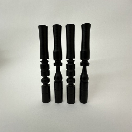 Image 1 of Set of 4 vintage ebony wood candlesticks, 1900