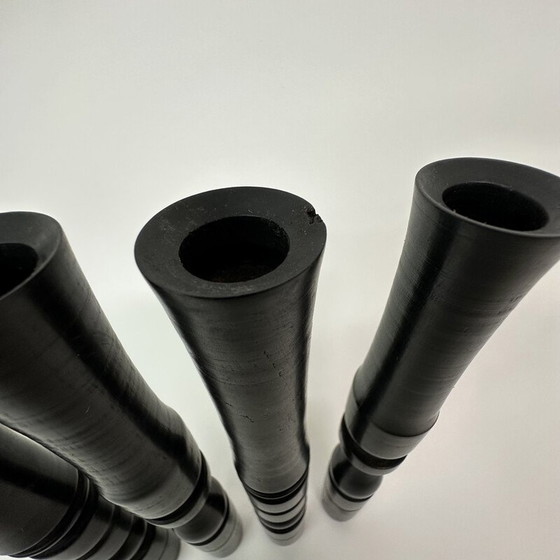 Image 1 of Set of 4 vintage ebony wood candlesticks, 1900