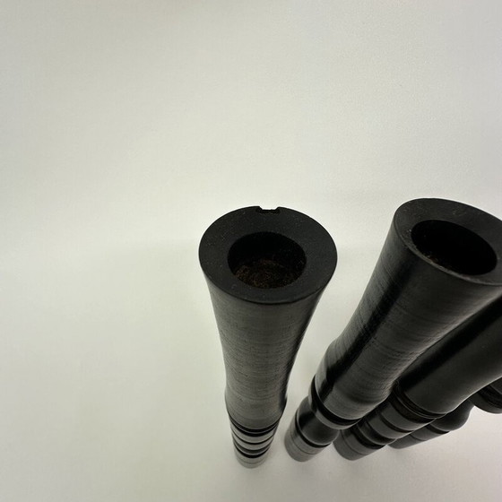 Image 1 of Set of 4 vintage ebony wood candlesticks, 1900