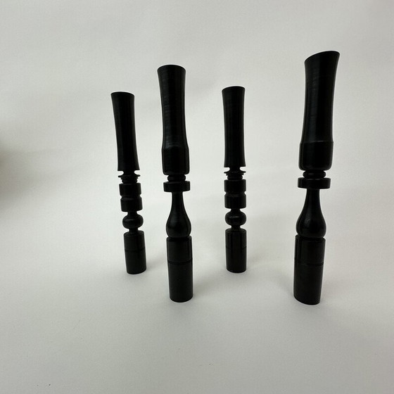 Image 1 of Set of 4 vintage ebony wood candlesticks, 1900