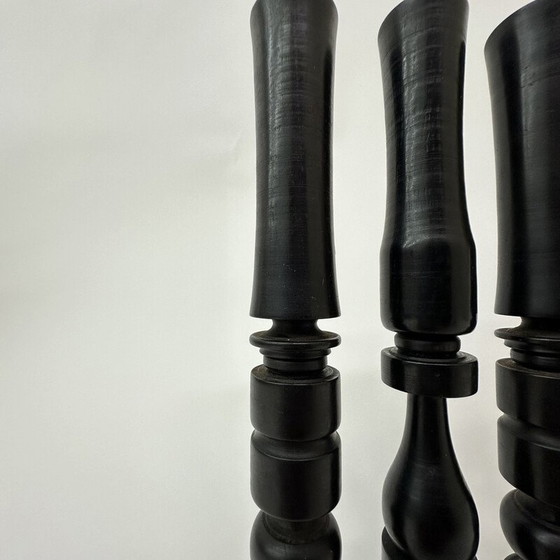 Image 1 of Set of 4 vintage ebony wood candlesticks, 1900