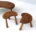Ensemble table basse et tabouret en forme de haricot / goutte d'eau