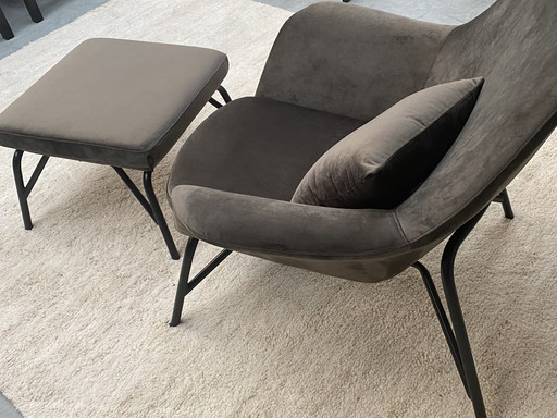 Dome Deco armchair with ottoman