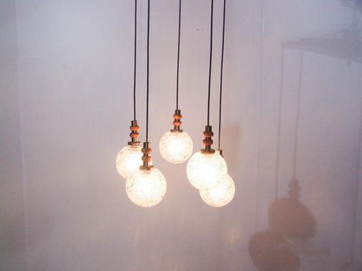 Lampe suspendue en verre Raak 1970