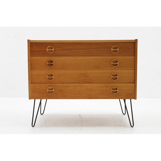 Image 1 of Vintage recycled oak and iron chest of drawers with drawers, Denmark 1960