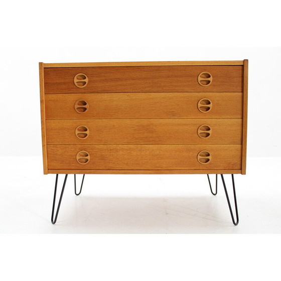 Image 1 of Vintage recycled oak and iron chest of drawers with drawers, Denmark 1960
