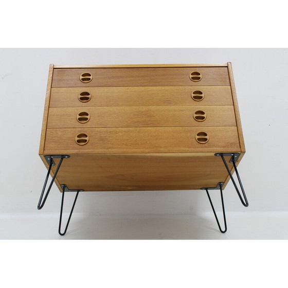 Image 1 of Vintage recycled oak and iron chest of drawers with drawers, Denmark 1960