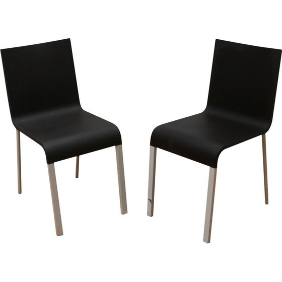 Image 1 of Pair of vintage ".03" chairs in black plastic and metal by Martin Van Severen for Vitra