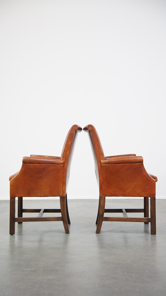 Image 1 of 6 X Beef Leather Dining Chair