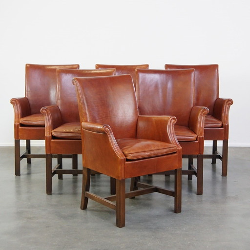 6 X Beef Leather Dining Chair