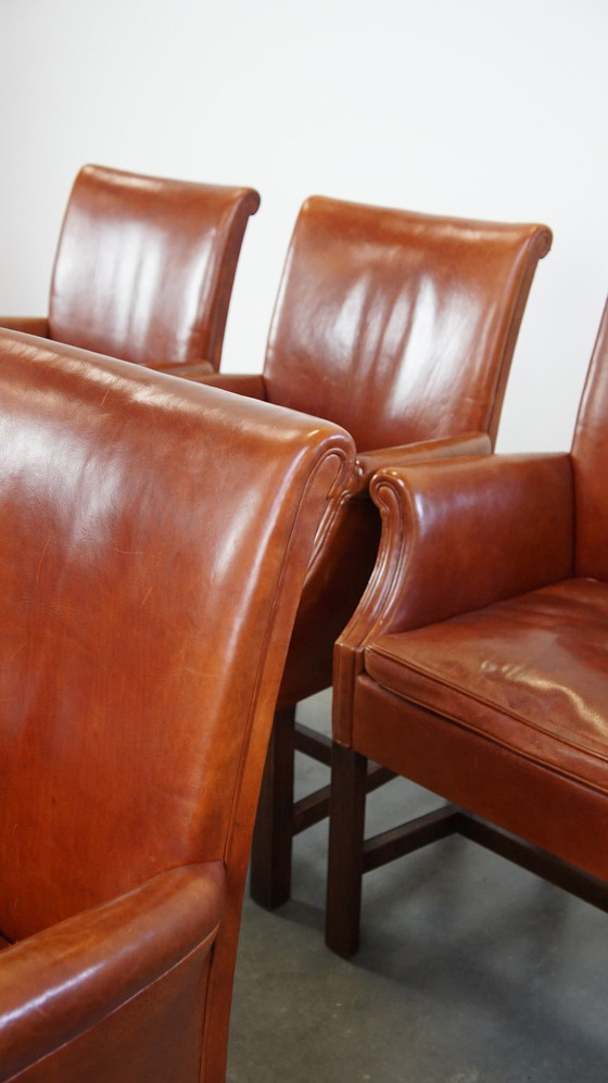 Image 1 of 6 X Beef Leather Dining Chair